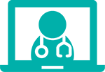 Icon of physician on laptop screen
